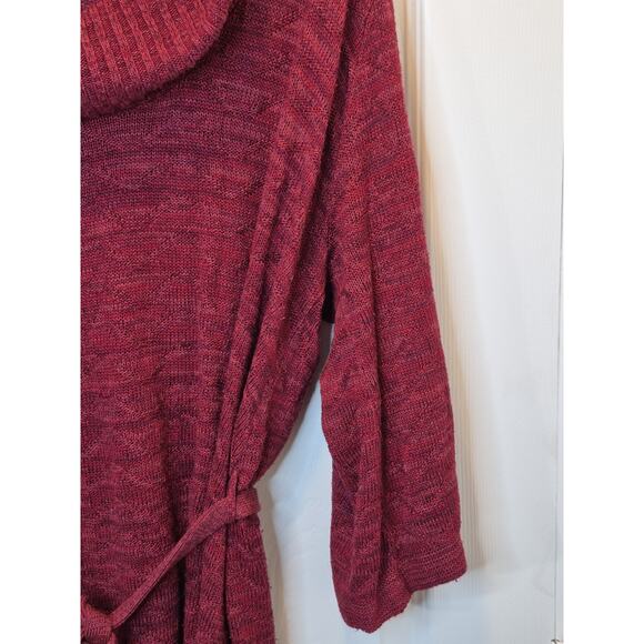 Lane Bryant Red Cowl Neck Knit Sweater Dress Size With Tie Belt Size 18/20 - Picture 2 of 7